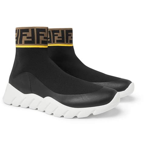 fendi flow sneakers black|Fendi knit high top sneakers.